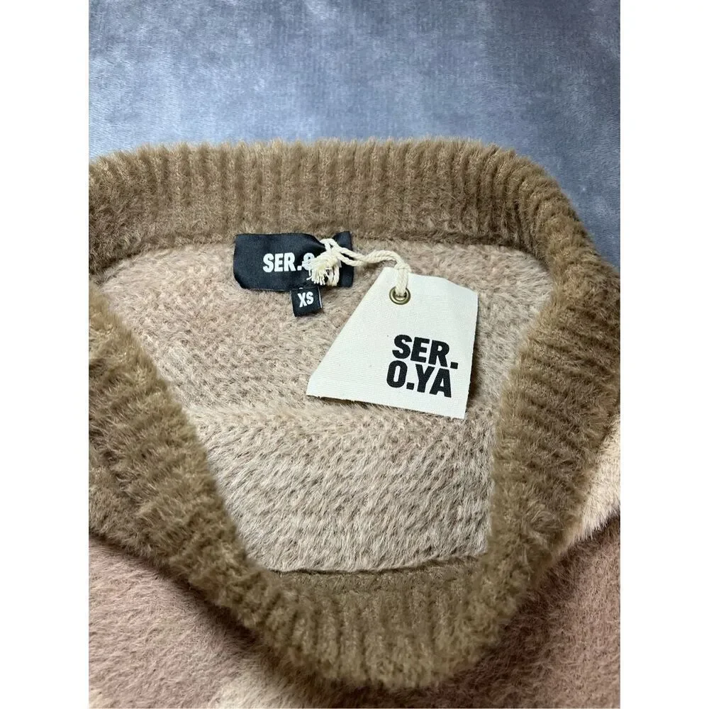 Revolve SER.O.YA Skirt‎ Womens XS Beige Camo Tetra Fuzzy Mini NWT Retrofete